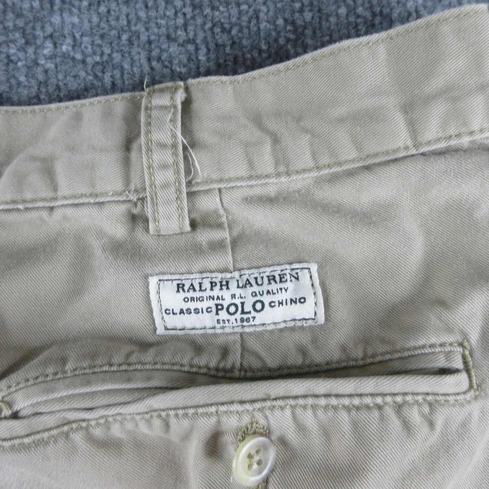 Polo Ralph Lauren Tyler Shorts Men 40 Beige Chink Pleated 9 Inseam Cotton Preppy
